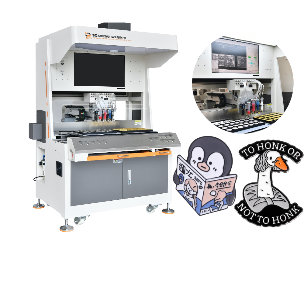 Soft enamel pin badgekeychain badge filling machine